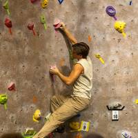 competitor flags a foot out left to stay in balance